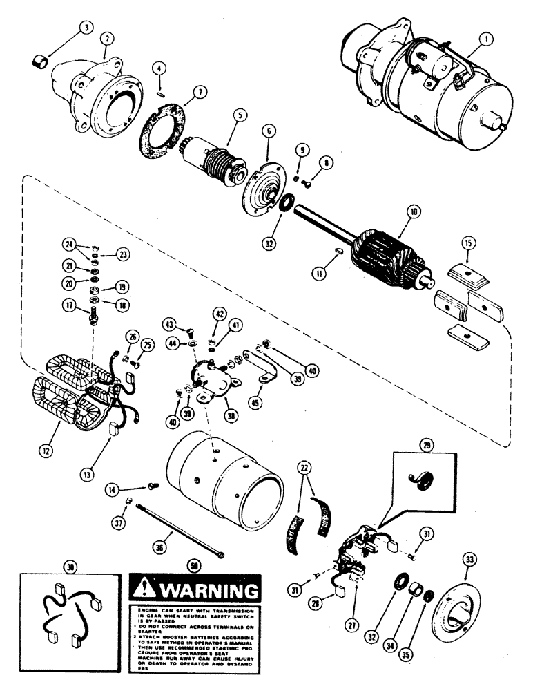 Схема запчастей Case 188 - (044) - A36584 STARTER MOTOR, A143471 AND A38879 ENGINES 