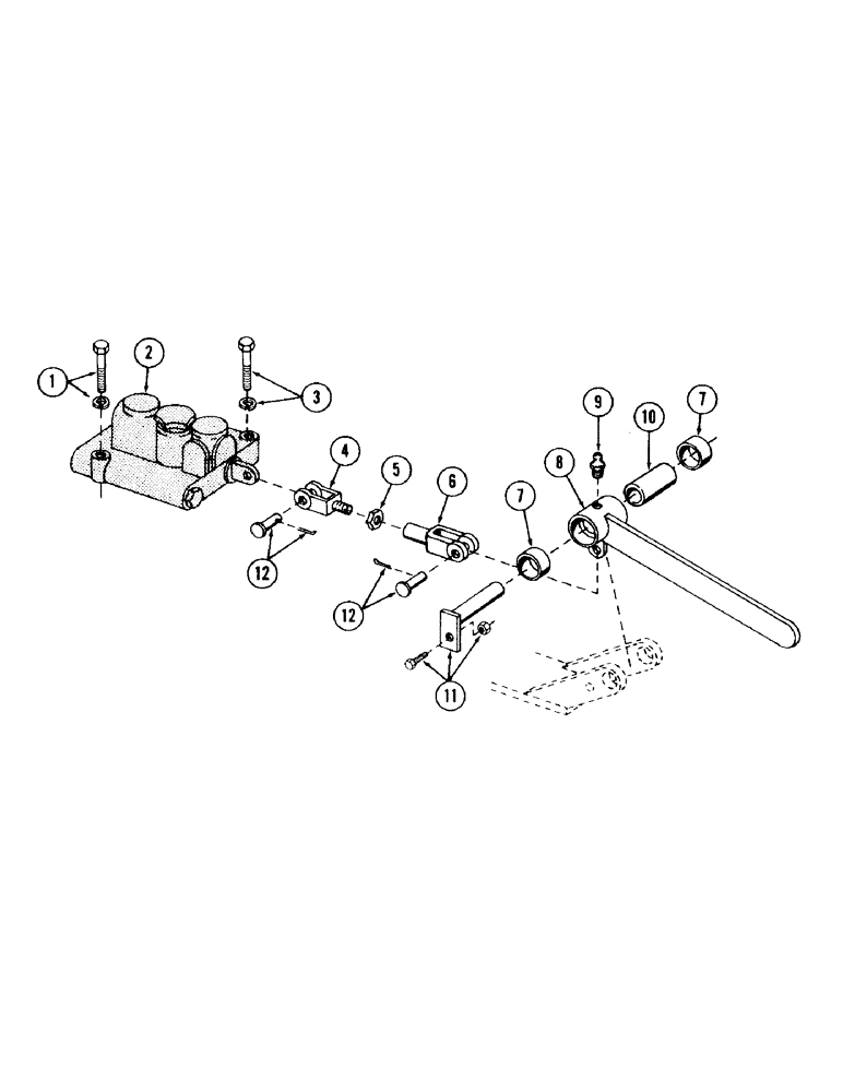 Схема запчастей Case 120 - (099) - COUNTERWEIGHT REMOVAL VALVE LINKAGE AND ATTACHING PARTS USED ON UNITS WITH S/N. 65521 THRU 6287228 (39) - FRAMES AND BALLASTING