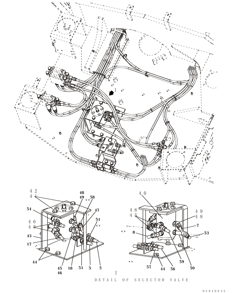 Схема запчастей Case CX80 - (08-42) - PILOT CONTROL LINES - MODELS WITH CONTROL SELECTOR VALVE (08) - HYDRAULICS