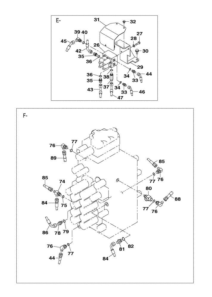 Схема запчастей Case CX350C - (08-027[03]) - HYDRAULIC CIRCUIT - PILOT - LEAK-OFF RETURN (08) - HYDRAULICS