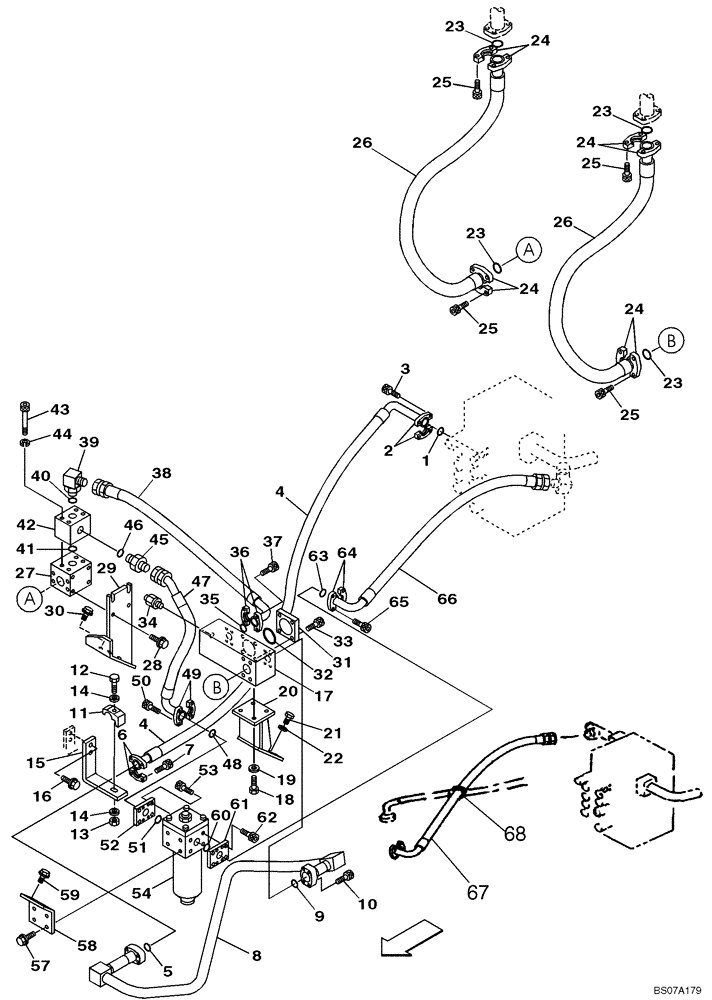 Схема запчастей Case CX330 - (08-46) - HYDRAULICS, AUXILIARY - SINGLE ACTING CIRCUIT, TRIGGER ACTIVATED (08) - HYDRAULICS