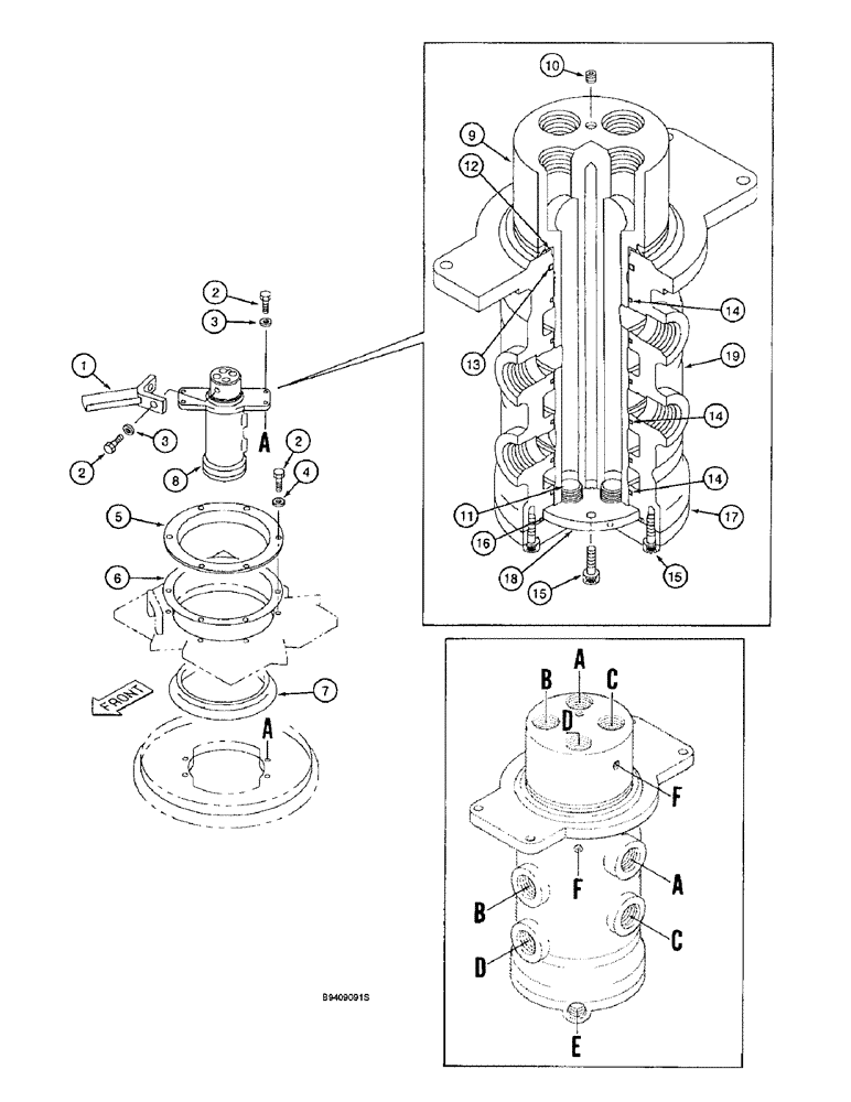 Схема запчастей Case 9040B - (8-106) - HYDRAULIC SWIVEL (08) - HYDRAULICS