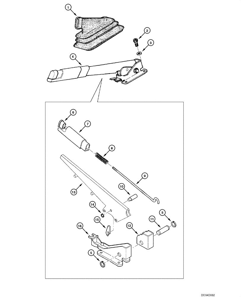 Схема запчастей Case 885 - (07.02[00]) - PARKING BRAKE ACTUATING LEVER (07) - BRAKES