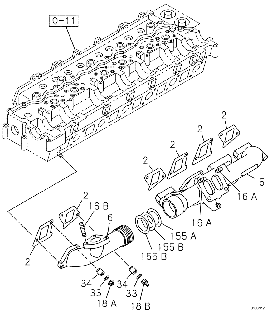 Схема запчастей Case CX290B - (02-20) - EXHAUST PIPE (02) - ENGINE