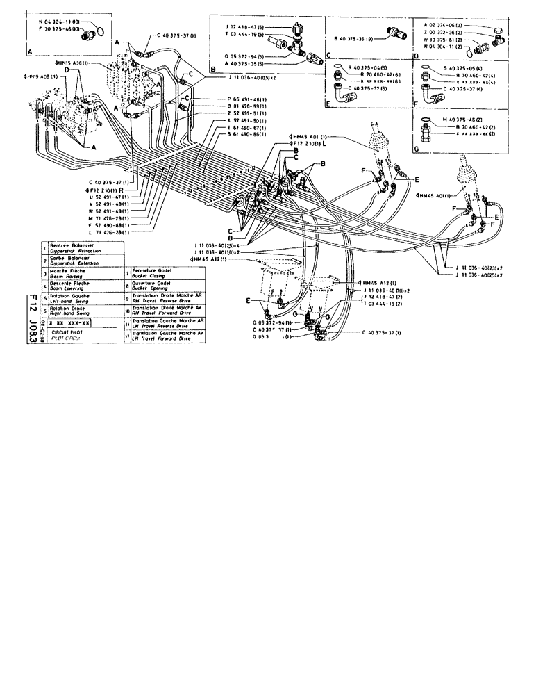 Схема запчастей Case 90BCL - (195) - PILOT CIRCUIT (07) - HYDRAULIC SYSTEM