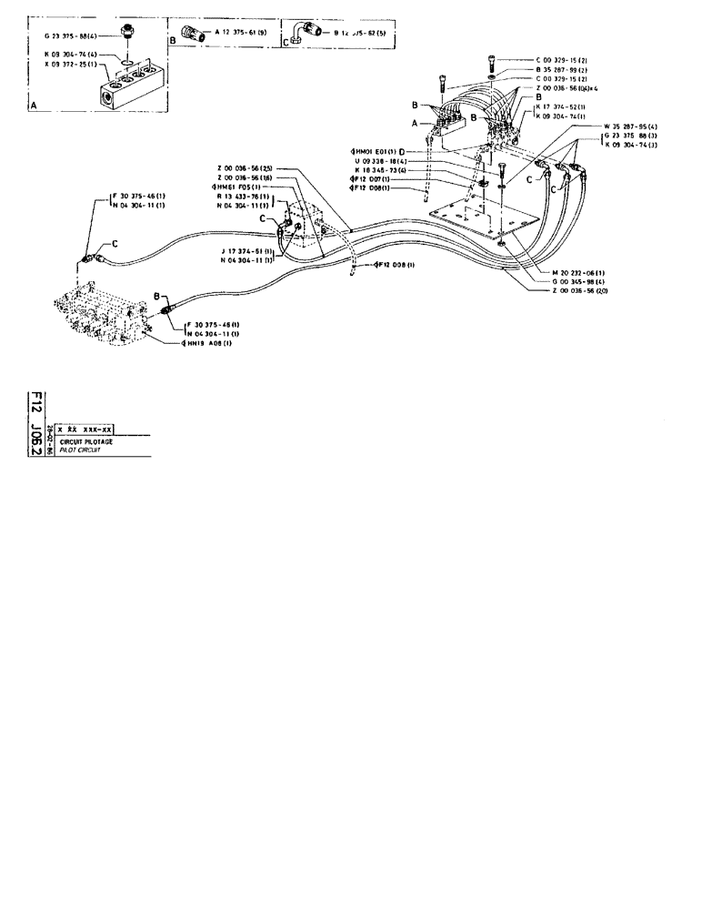 Схема запчастей Case 90BCL - (186) - PILOT CIRCUIT (07) - HYDRAULIC SYSTEM
