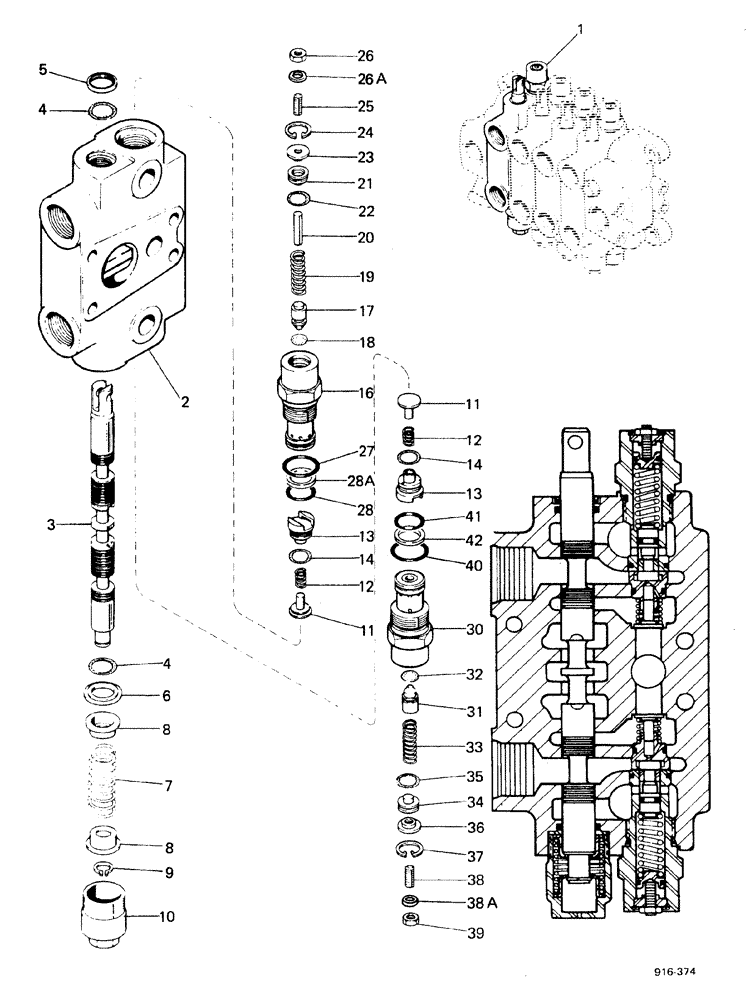 Схема запчастей Case 580F - (220) - BOOM VALVE (35) - HYDRAULIC SYSTEMS