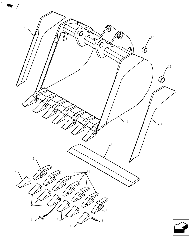 Схема запчастей Case 580SN WT - (84.100.01[06]) - BUCKET, BACKHOE (914 MM (36 INCH) WIDE) (84) - BOOMS, DIPPERS & BUCKETS