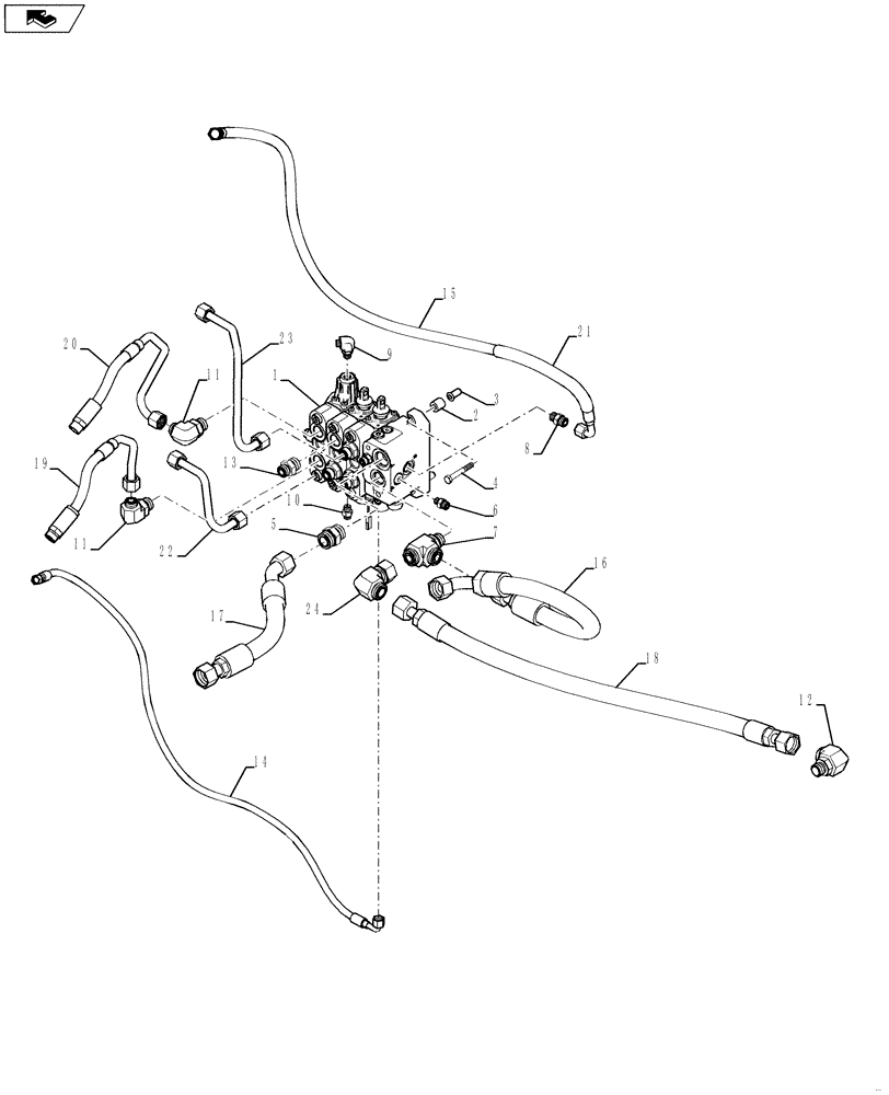 Схема запчастей Case 590SN - (35.701.09[01]) - HYDRAULICS - VALVE, LOADER CONTROL (3 SPOOL, PILOT CONTROLS (580SN, 580SN WT, 590SN) (35) - HYDRAULIC SYSTEMS
