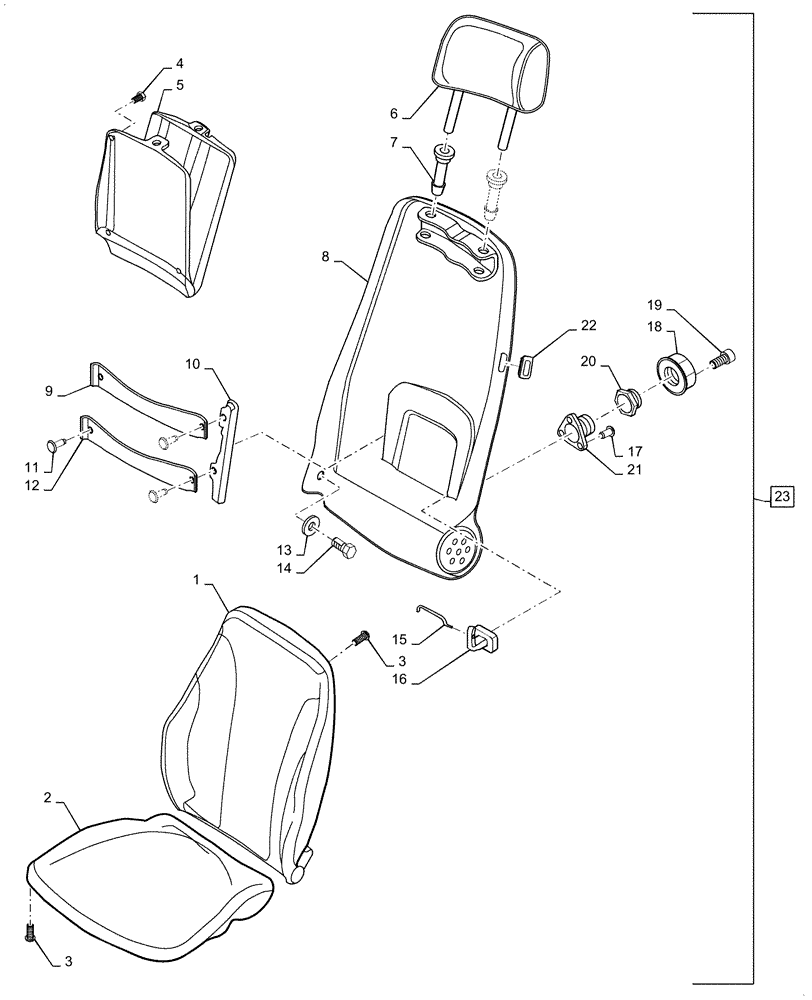 Схема запчастей Case 521F - (90.120.AE) - SEAT ASSY MECHANICAL TOP VINYL AND CLOTH (90) - PLATFORM, CAB, BODYWORK AND DECALS