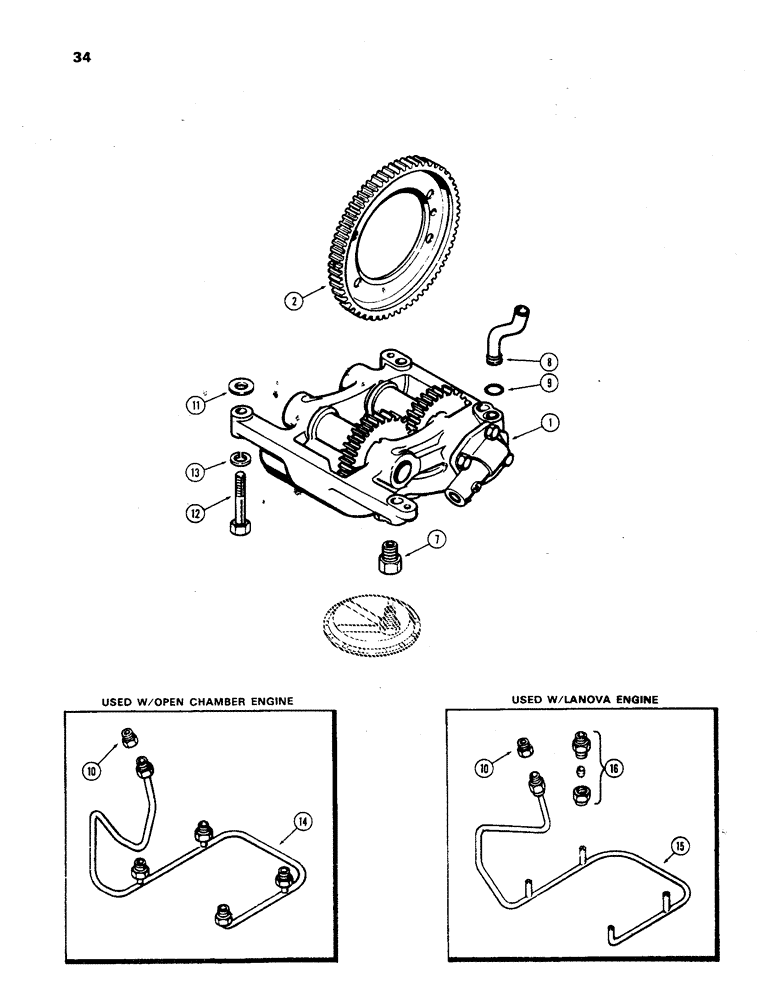 Схема запчастей Case 850 - (034) - BALANCER CONVERSION, TO CONVERT 3 GEAR BALANCER, TO 2 GEAR BALANCER USE: (01) - ENGINE