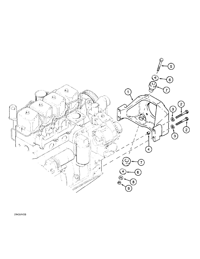 Схема запчастей Case 590L - (2-14) - ENGINE MOUNTING (02) - ENGINE