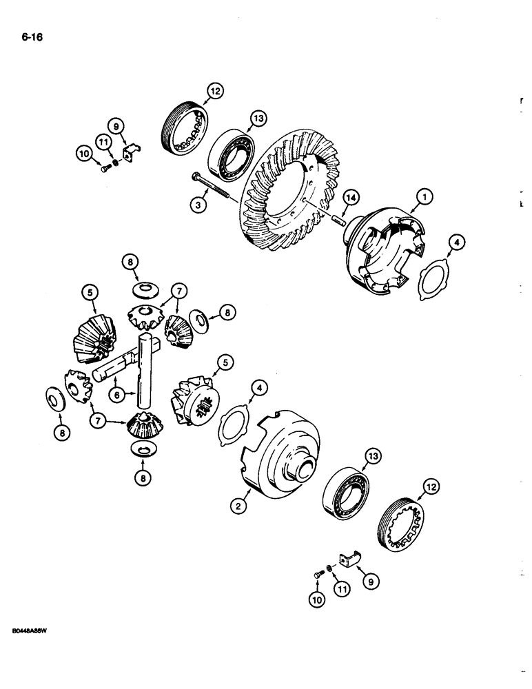 Схема запчастей Case 680L - (6-16) - FOUR WHEEL DRIVE FRONT AXLE, DIFFERENTIAL (06) - POWER TRAIN