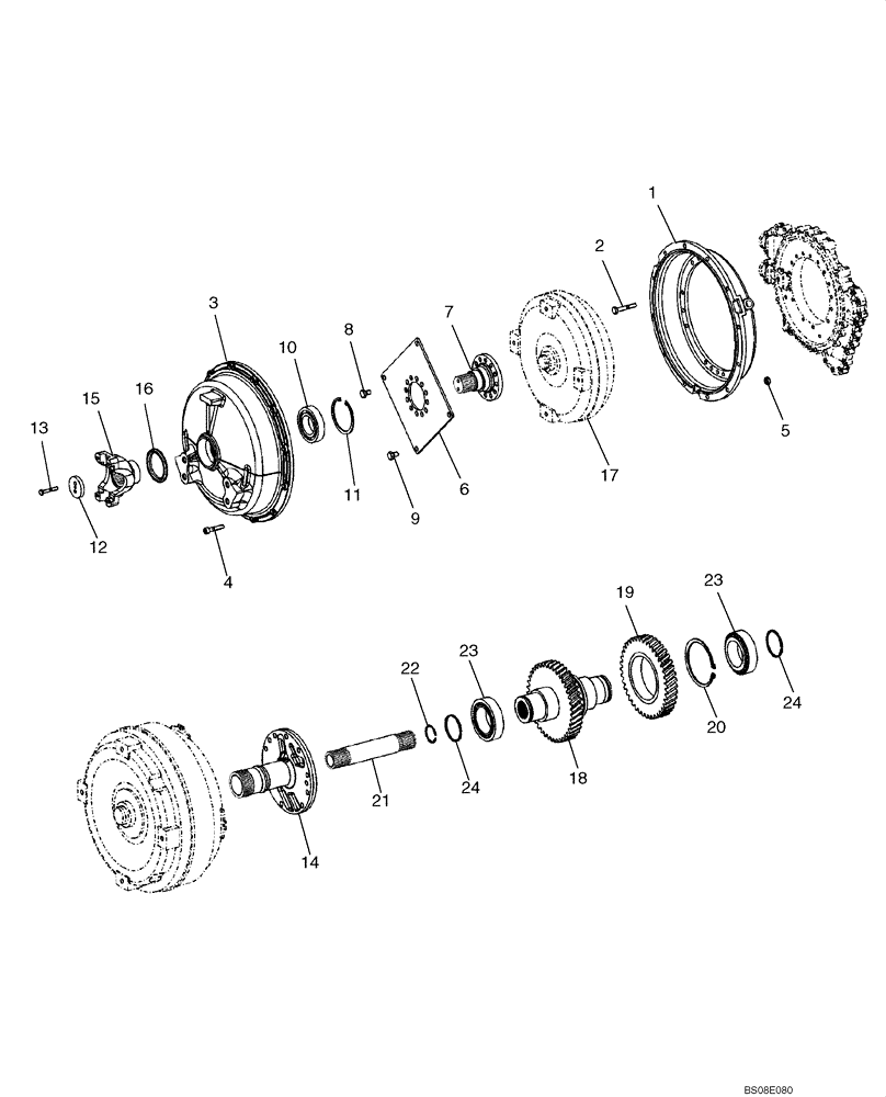 Схема запчастей Case 921F - (21.100.16) - TRANSMISSION, TORQUE CONVERTER ASSEMBLY AND INPUT SHAFT (21) - TRANSMISSION