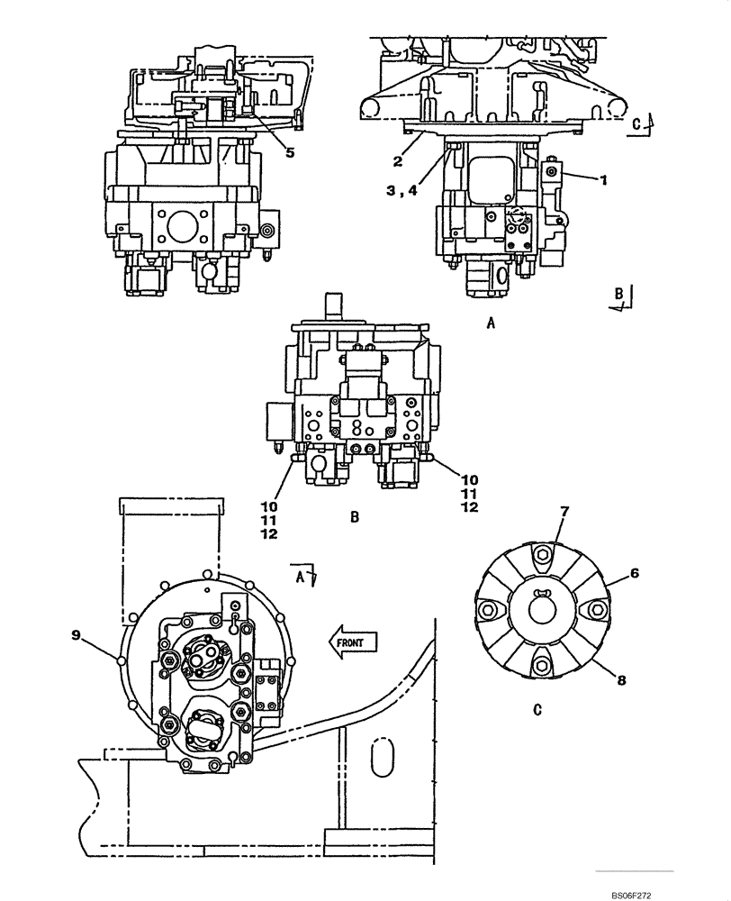 Схема запчастей Case CX225SR - (08-02A) - PUMP ASSY, HYDRAULIC - COUPLING (08) - HYDRAULICS