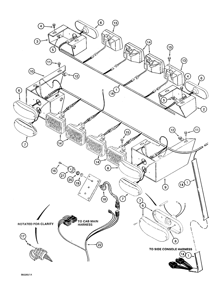 Схема запчастей Case 590 - (4-37A) - TRAC. LAMP ELEC. CIRCUIT, W/ CAB, CAB MODELS W/O PLASTIC ROOF CAP, CAB S/N JAB0023786 & AFTER (04) - ELECTRICAL SYSTEMS