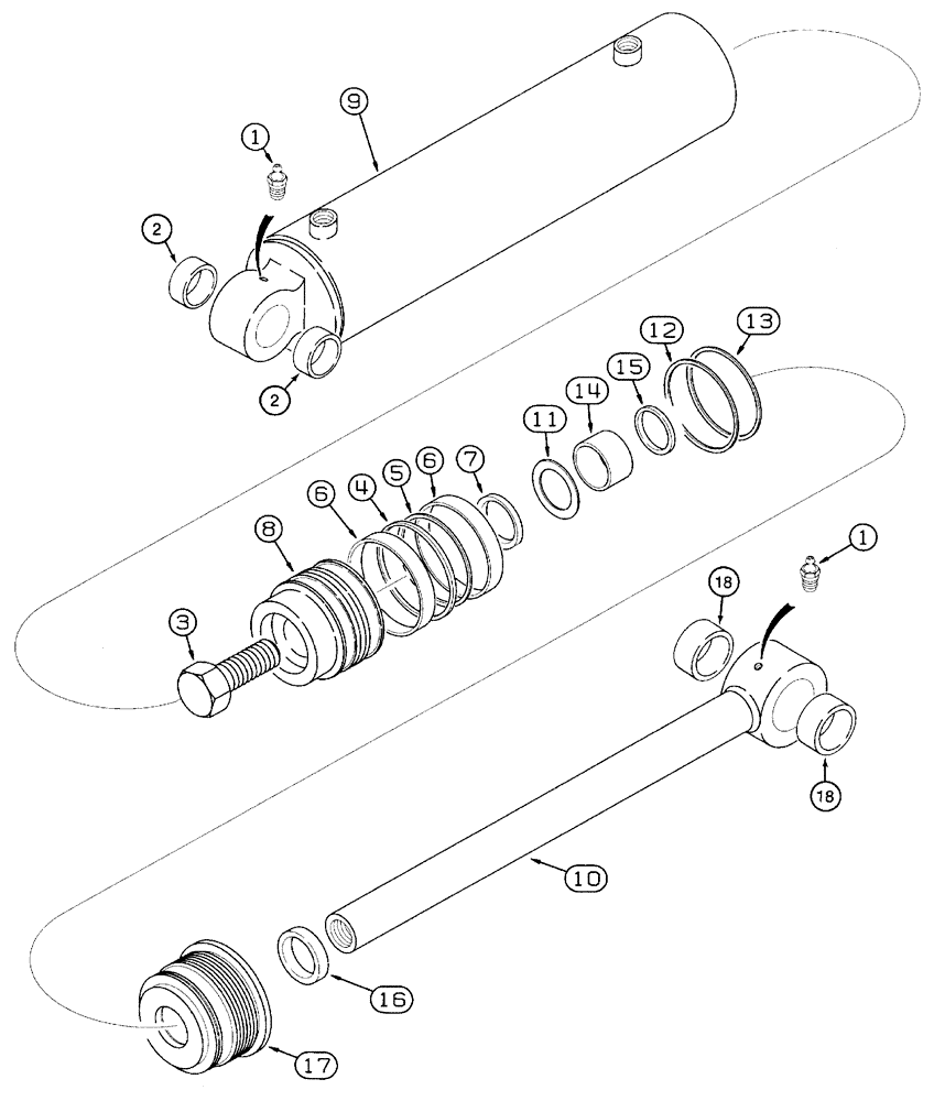 Схема запчастей Case 460 - (8-096) - PLOW LIFT CYLINDER ASSEMBLY, 120351A1, P75 PLOW (08) - HYDRAULICS