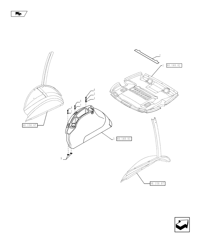 Схема запчастей Case 580SN - (90.160.01[02]) - VAR - 442083 - CAB - DELUXE PACKAGE (90) - PLATFORM, CAB, BODYWORK AND DECALS