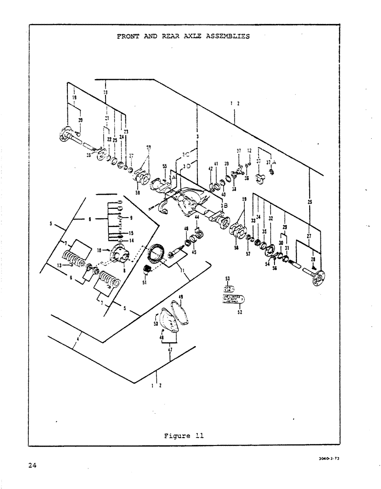 Схема запчастей Case P42 - (24) - FRONT AND REAR AXLE ASSEMBLIES, AXLE SERIAL NUMBER 603597-1 AND 603597-2 AND UP 