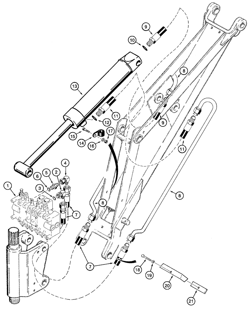 Схема запчастей Case 460 - (8-050) - BACKHOE BOOM CYLINDER HYDRAULIC CIRCUIT, D100 BACKHOE (08) - HYDRAULICS