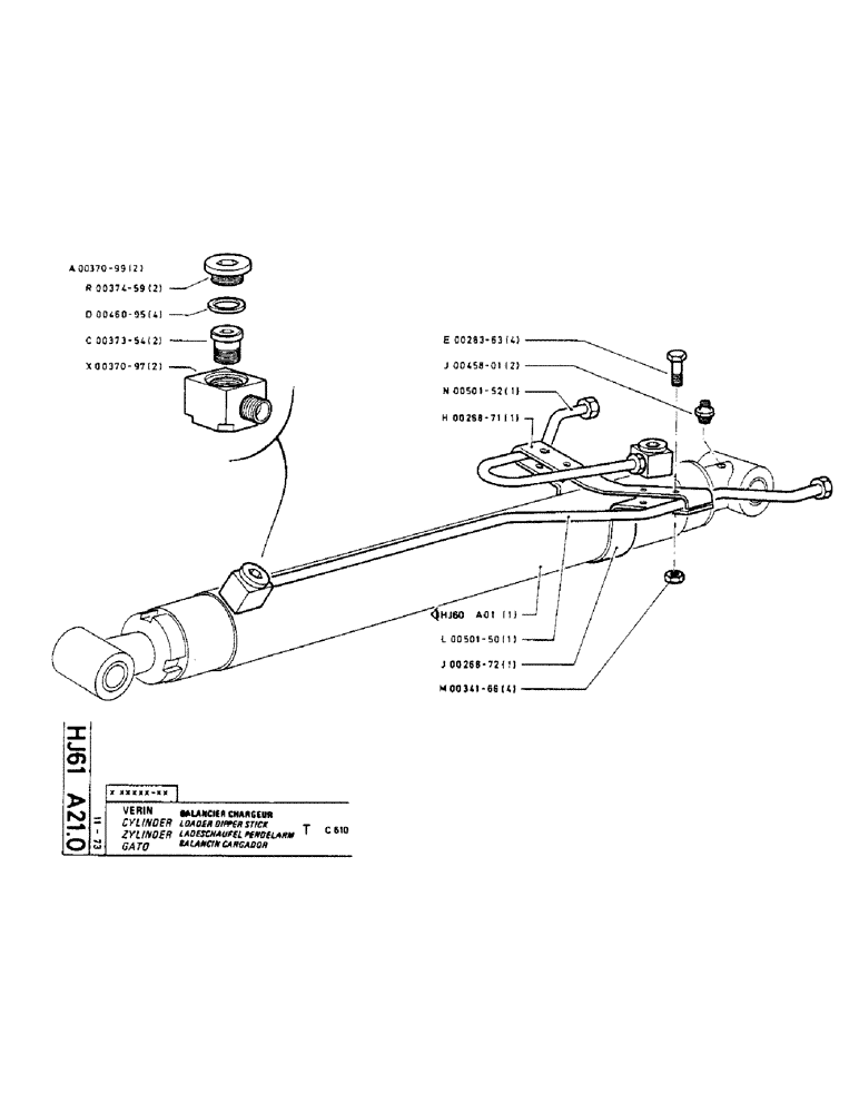 Схема запчастей Case TC45 - (185) - CYLINDER LOADER DIPPER STICK 