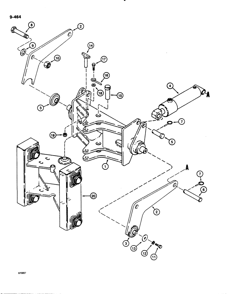 Схема запчастей Case DH4B - (9-464) - PLOW FRONT FRAME AND CYLINDERS (09) - CHASSIS/ATTACHMENTS