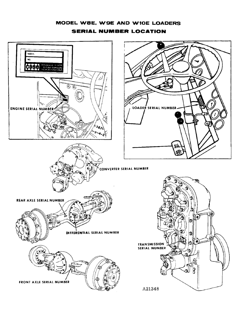 Схема запчастей Case W10E - (003) - SERIAL NUMBER LOCATION (00) - PICTORIAL INDEX