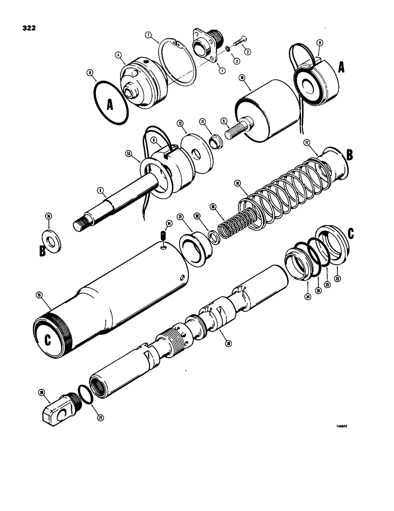 Схема запчастей Case W18 - (322) - D63370 LIFT SPOOL (08) - HYDRAULICS