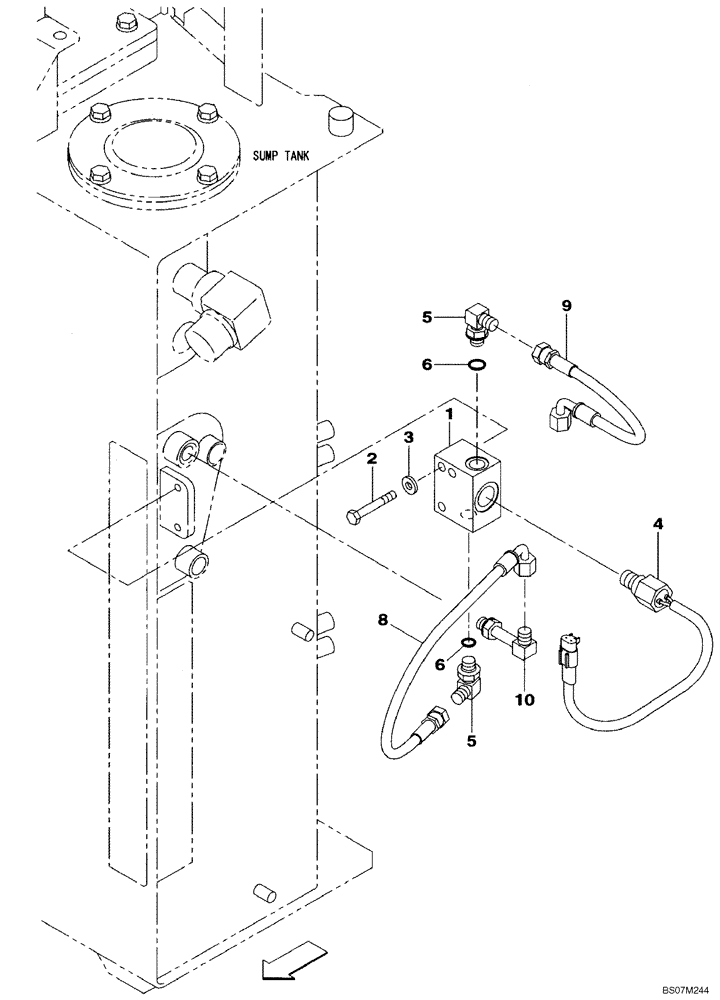 Схема запчастей Case CX135SR - (08-56) - HYDRAULIC RESERVOIR - PRESSURE SWITCH (08) - HYDRAULICS