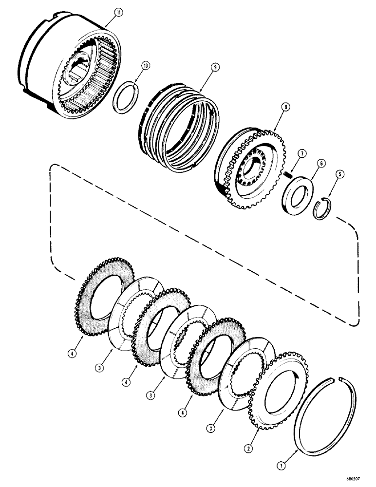 Схема запчастей Case 1000D - (122) - A50289 HYDRAULIC CLUTCH (04) - UNDERCARRIAGE