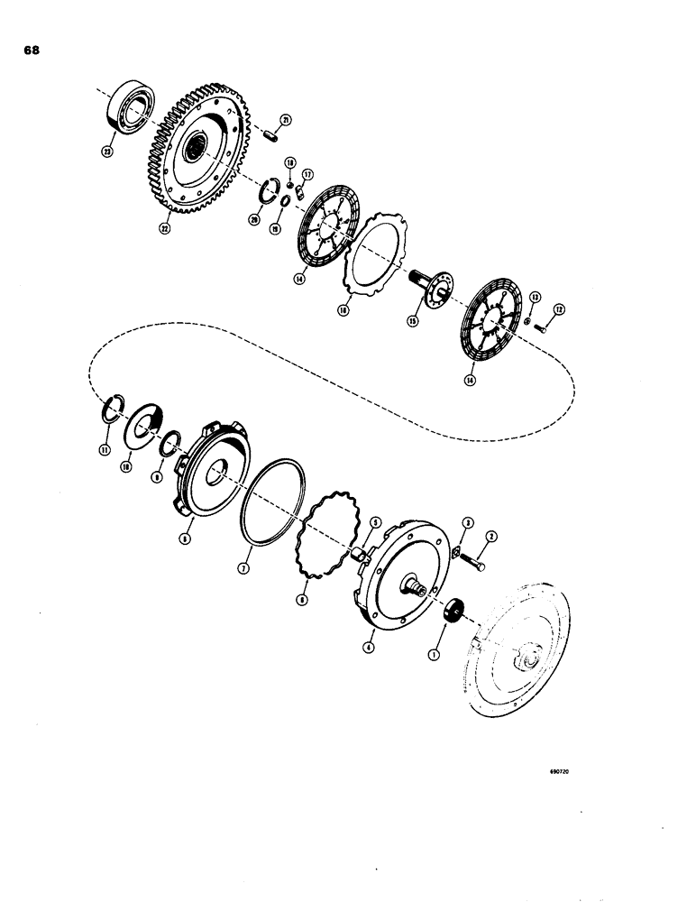 Схема запчастей Case W24 - (068) - TRANSMISSION, HIGH RANGE CLUTCH AND TRANSFER GEAR (06) - POWER TRAIN