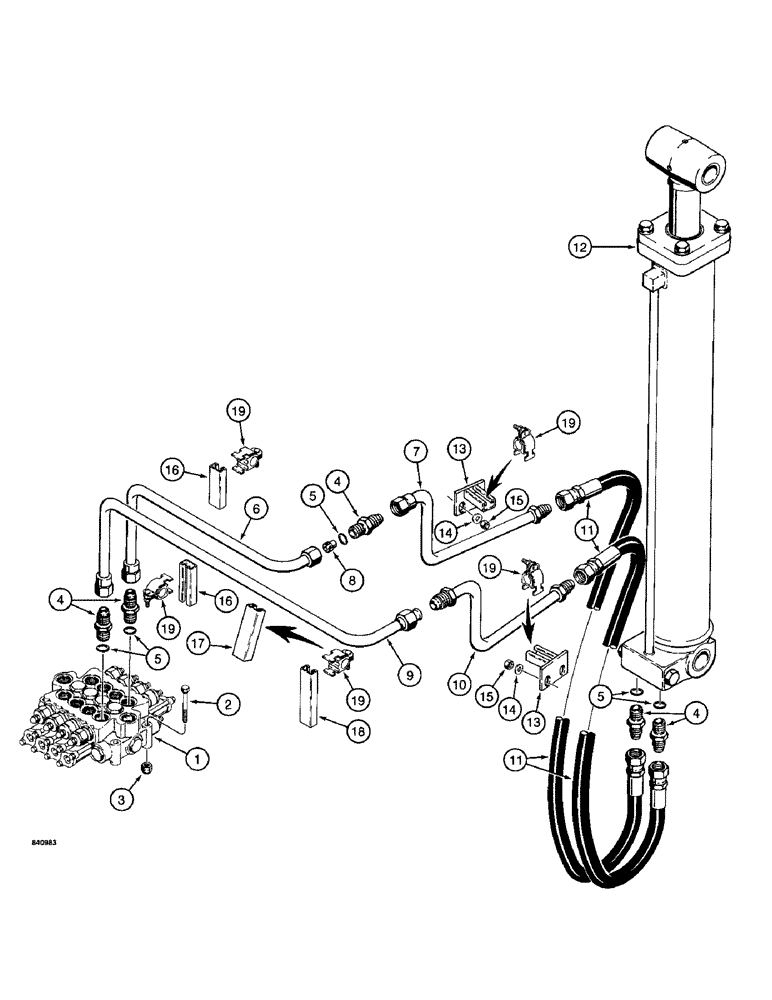 Схема запчастей Case 1187 - (173A) - BOOM CYLINDER CIRCUIT (07) - HYDRAULIC SYSTEM