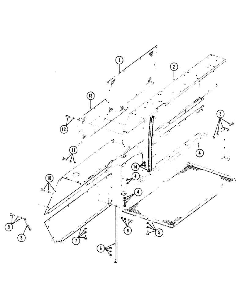 Схема запчастей Case 120 - (085) - TURNTABLE SHROUDING AND ATTACHING PARTS, RIGHT SIDE (90) - PLATFORM, CAB, BODYWORK AND DECALS