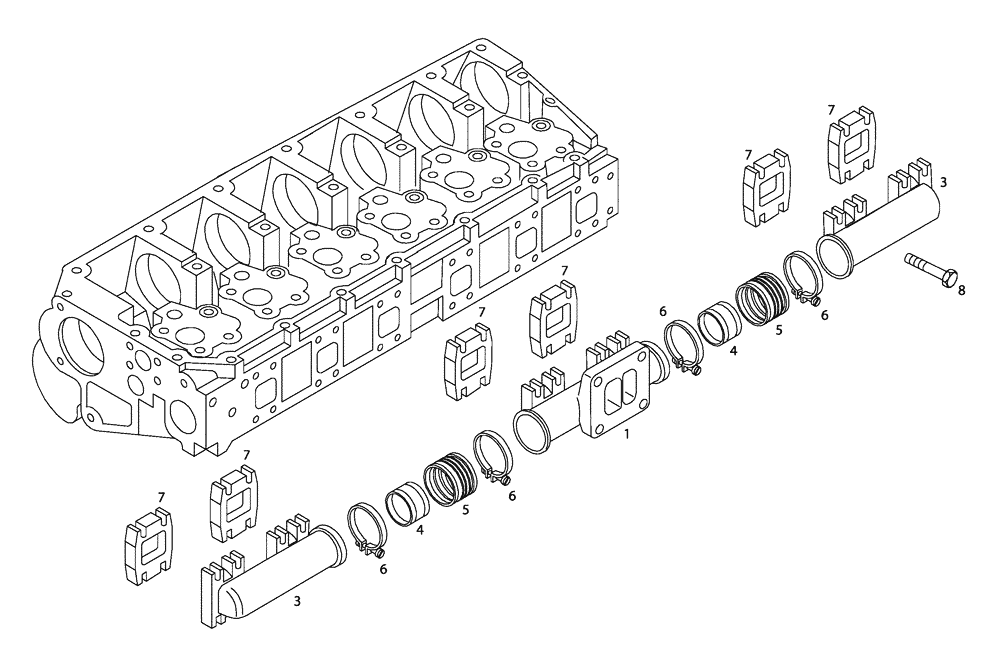Схема запчастей Case 340 - (01A07000155[001]) - ENGINE - CYLINDER HEAD (10) - ENGINE