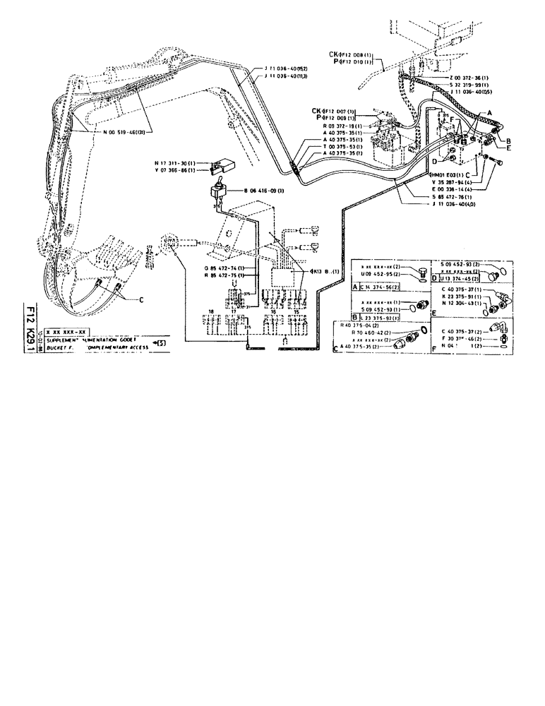 Схема запчастей Case 90BCL - (221) - BUCKET FEED COMPLEMENTARY ACCESS (07) - HYDRAULIC SYSTEM