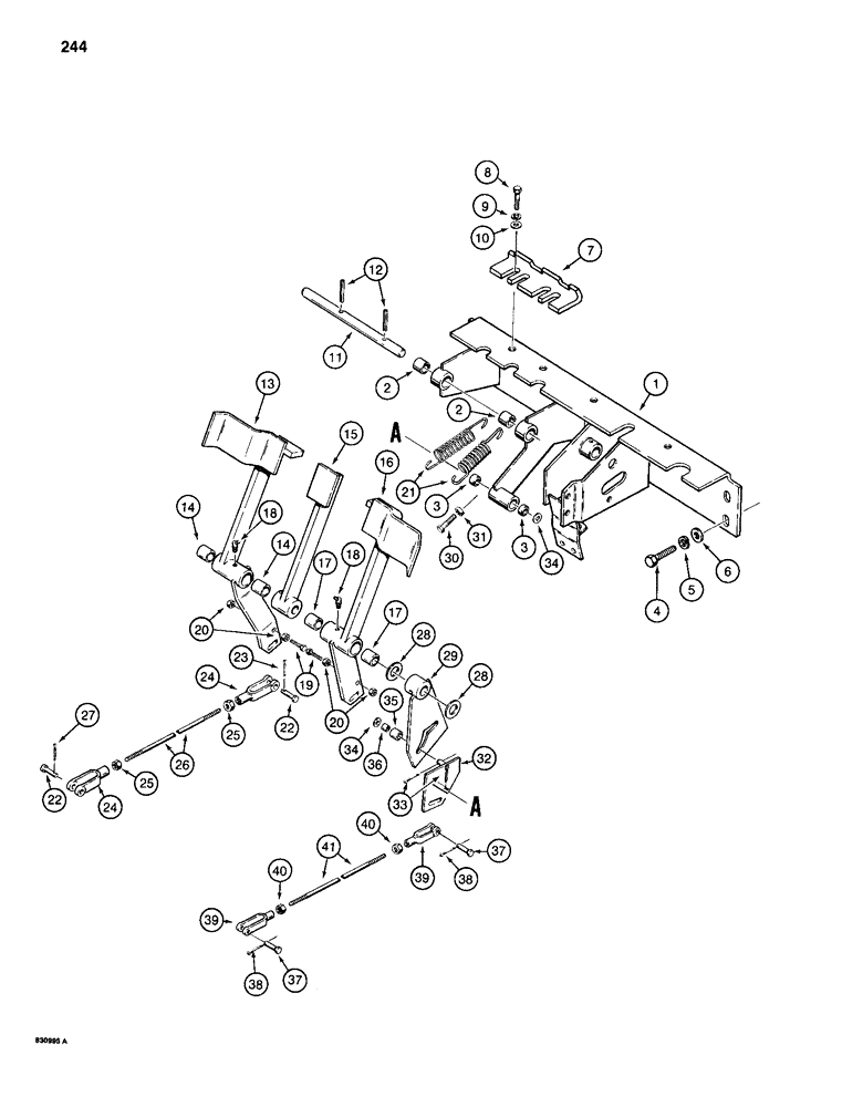 Схема запчастей Case 1155D - (244) - POWER BRAKES - PEDALS AND RODS, LOADER MODELS ONLY (07) - BRAKES