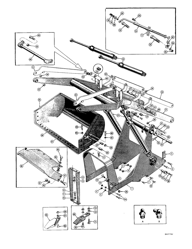 Схема запчастей Case 420C - (174) - LOADER FRAME, LIFT ARM, BUCKETS, AND CYLINDERS (07) - HYDRAULIC SYSTEM