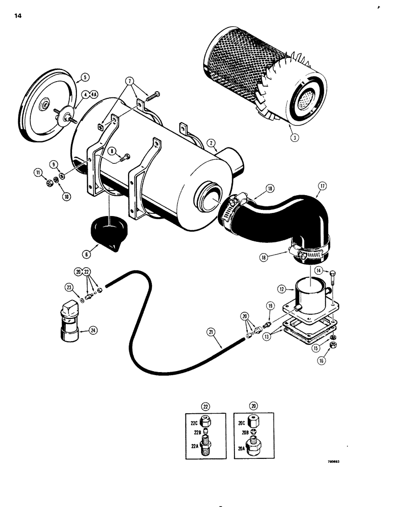 Схема запчастей Case 680G - (014) - AIR CLEANER (02) - ENGINE