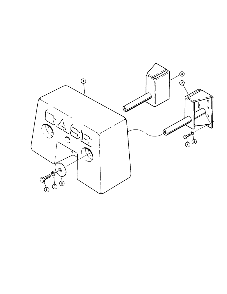 Схема запчастей Case 750 - (186) - LOADER COUNTERWEIGHT, COUNTERWEIGHT (1800 LBS.) (05) - UPPERSTRUCTURE CHASSIS