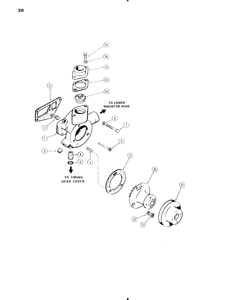 Схема запчастей Case 584C - (020) - WATER PUMP, 207 DIESEL ENGINE (10) - ENGINE