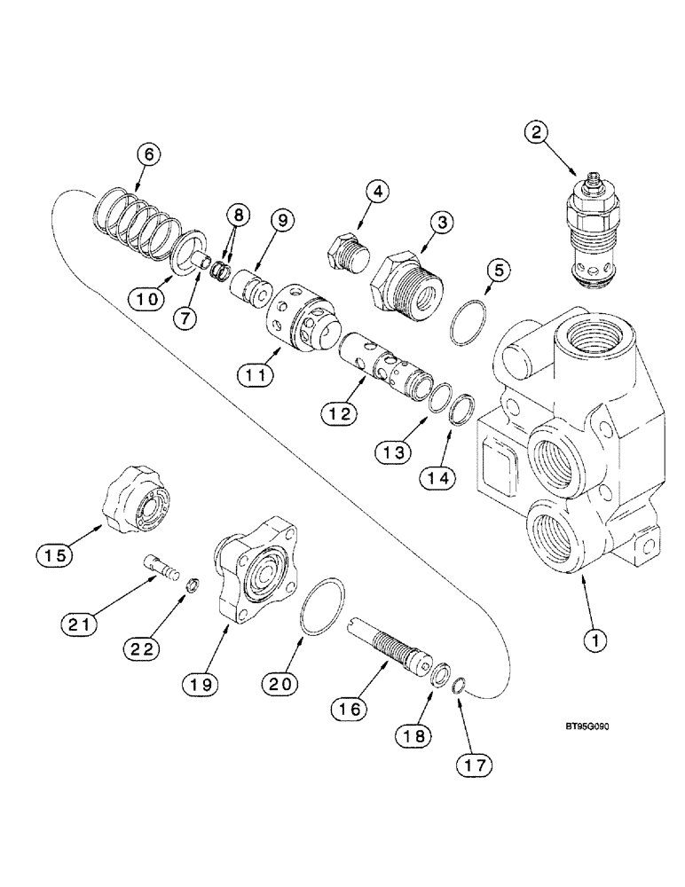 Схема запчастей Case 580L - (8-122) - THREE-POINT HITCH CONTROL VALVE INLET/OUTLET SECTION (08) - HYDRAULICS