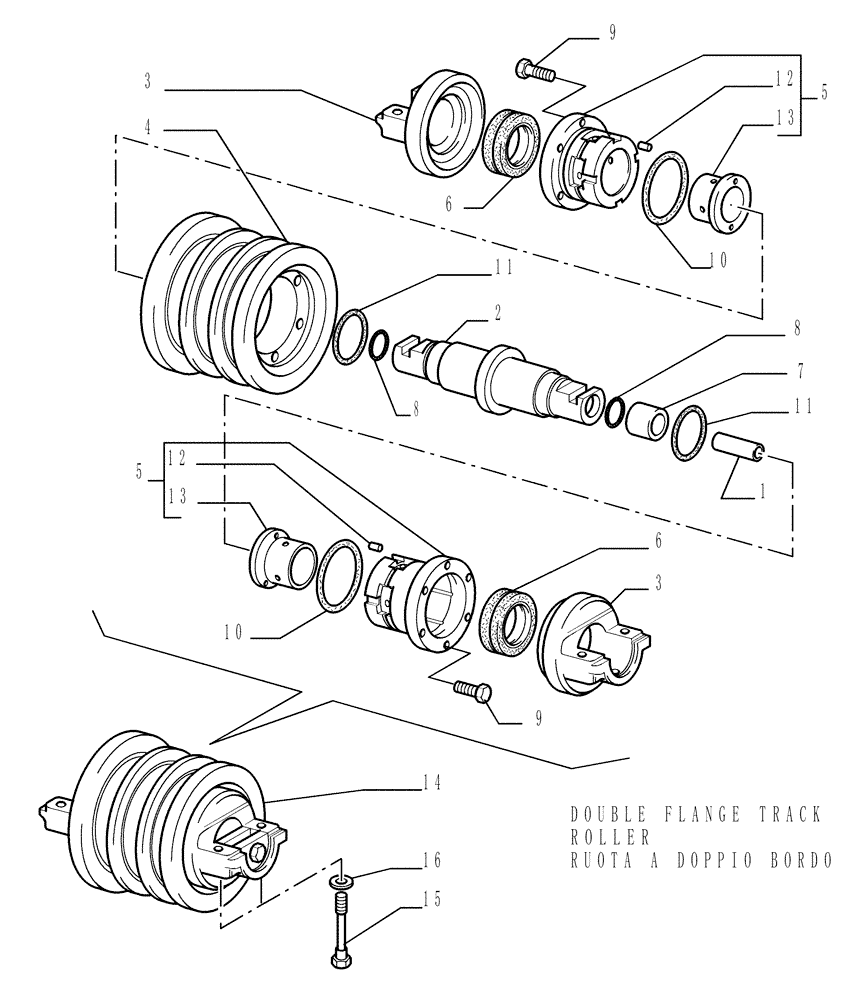 Схема запчастей Case 1850K - (2.344[01]) - TRACK ROLLERS - 7 ROLLERS - VERSION (01) (07) - HYDRAULIC SYSTEM/FRAME