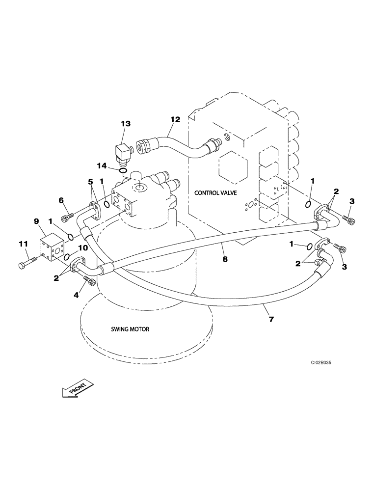 Схема запчастей Case CX460 - (08-08) - HYDRAULICS - SWING (08) - HYDRAULICS