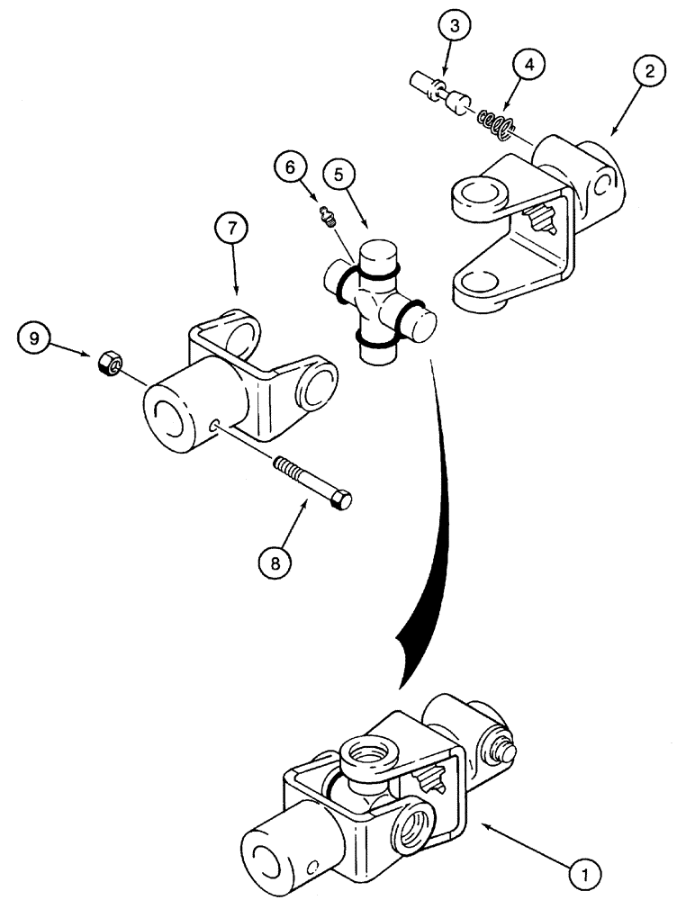 Схема запчастей Case 460 - (9-86) - HYDRA-BORER ATTACHMENT UNIVERSAL JOINT (09) - CHASSIS/ATTACHMENTS