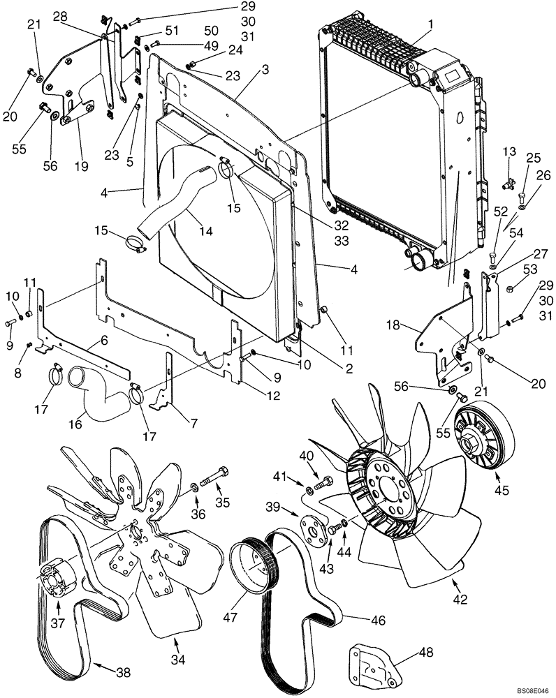Схема запчастей Case 590SM - (02-01) - RADIATOR - MOUNTING (02) - ENGINE