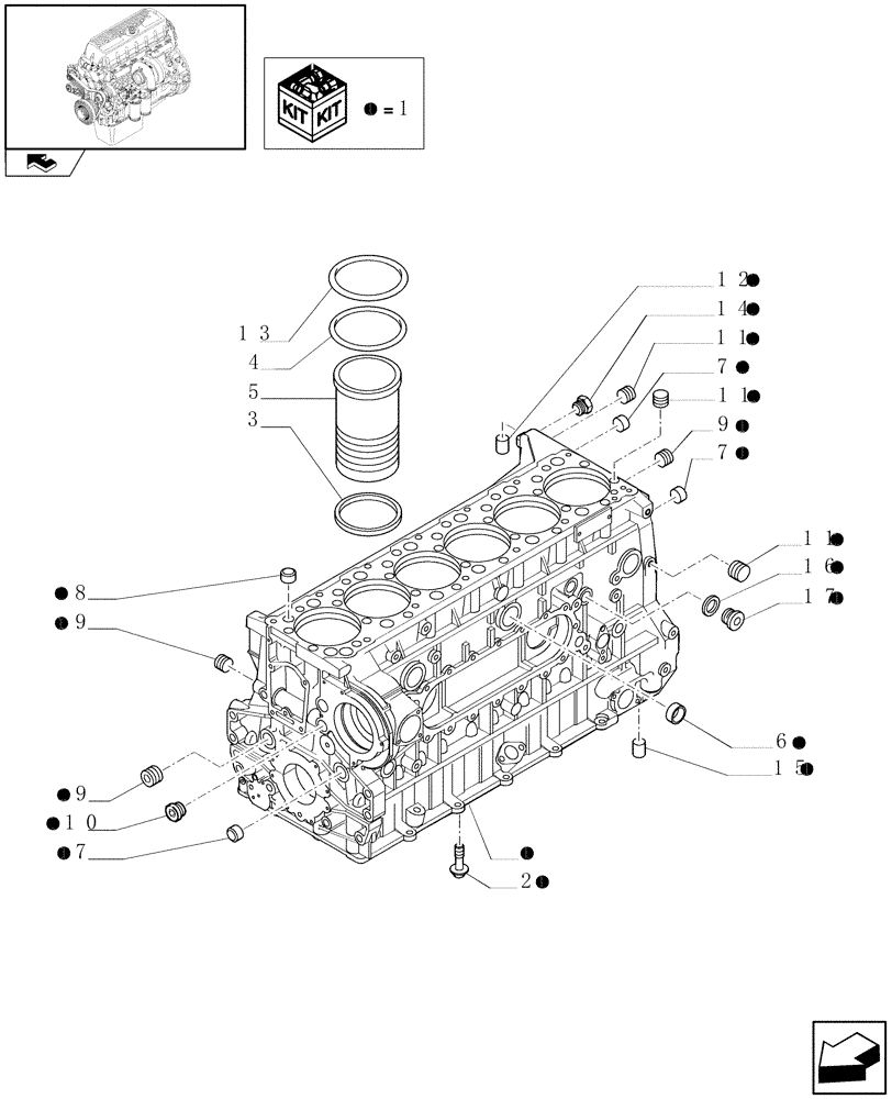 Схема запчастей Case F3AE0684P E909 - (0.04.0) - CYLINDER BLOCK & RELATED PARTS (504137348 - 504071143) 