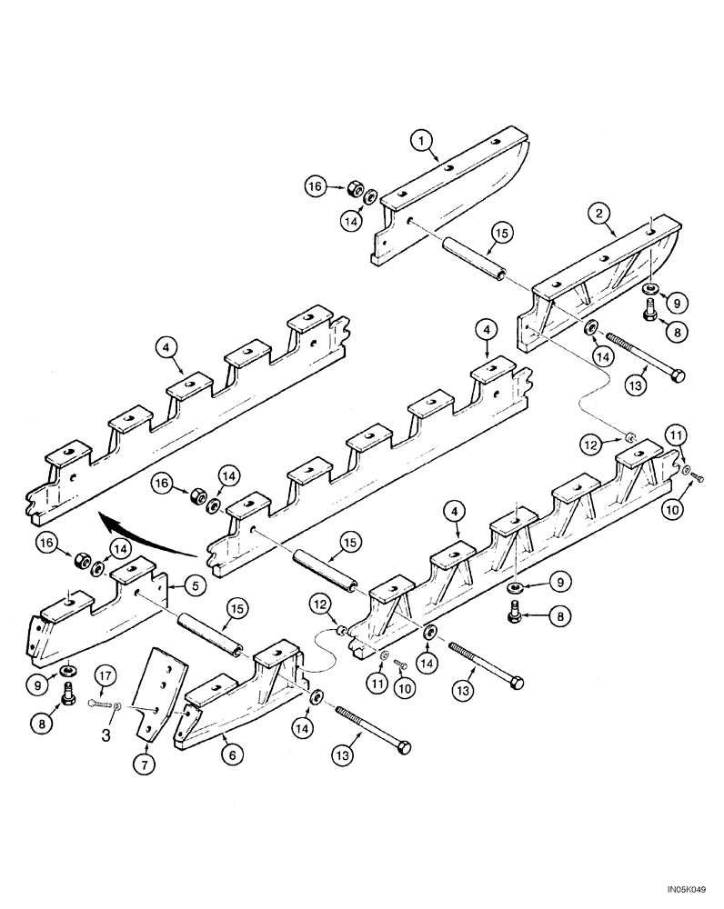 Схема запчастей Case 1150H_IND - (05-07) - TRACK GUARDS (11) - TRACKS/STEERING