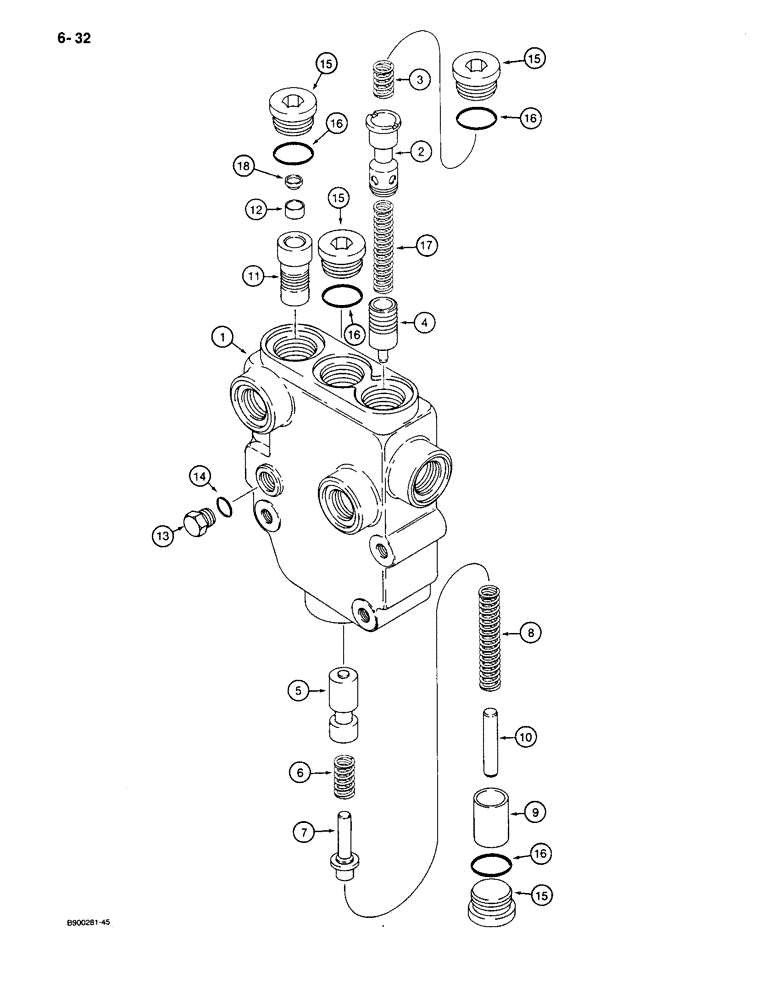 Схема запчастей Case 650 - (6-32) - TRANSMISSION MODULATOR VALVE ASSEMBLY (06) - POWER TRAIN