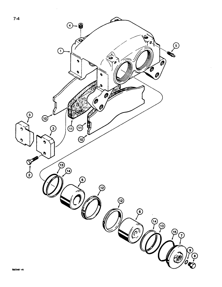 Схема запчастей Case W14B - (7-04) - BRAKE CALIPER - FOUR PISTON (07) - BRAKES
