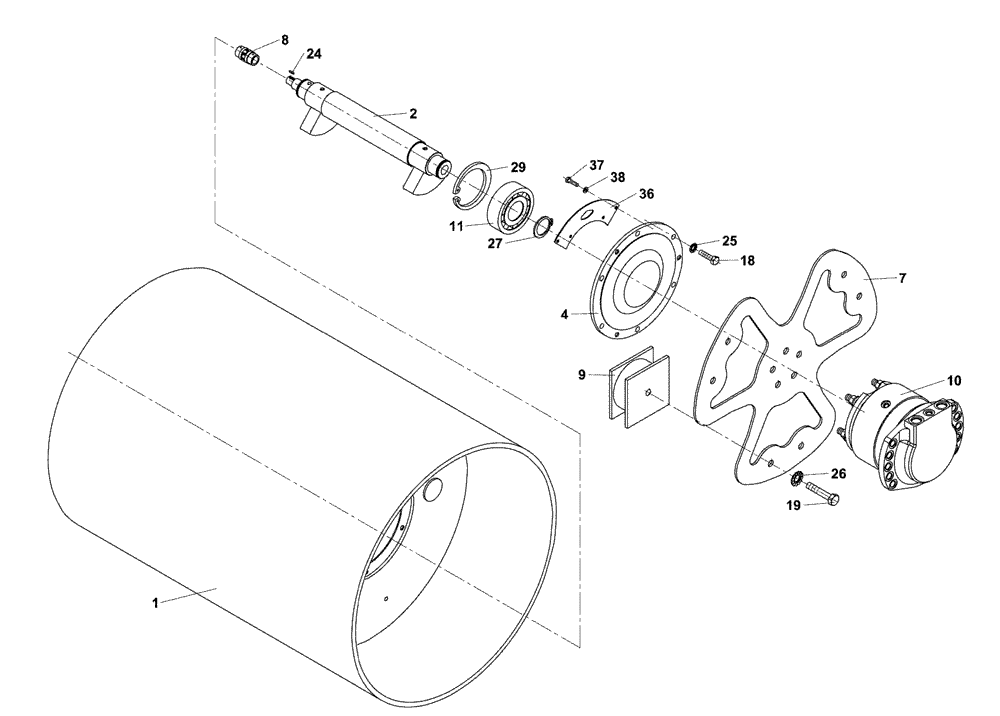 Схема запчастей Case DV201 - (12-1A/1[03]) - VIBRATORY - DRUM (12) - Chassis/Attachments